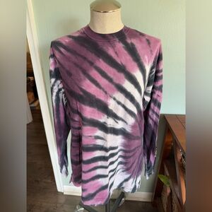 Victorias Secret Pink Long Sleeve Purple Black Tie Dye Shirt Size Medium